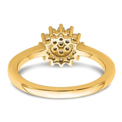 14K Gelbgold 0,25 ct. Laborgezüchteter Diamant VS/SI+ G+ Cluster-Ring komplett