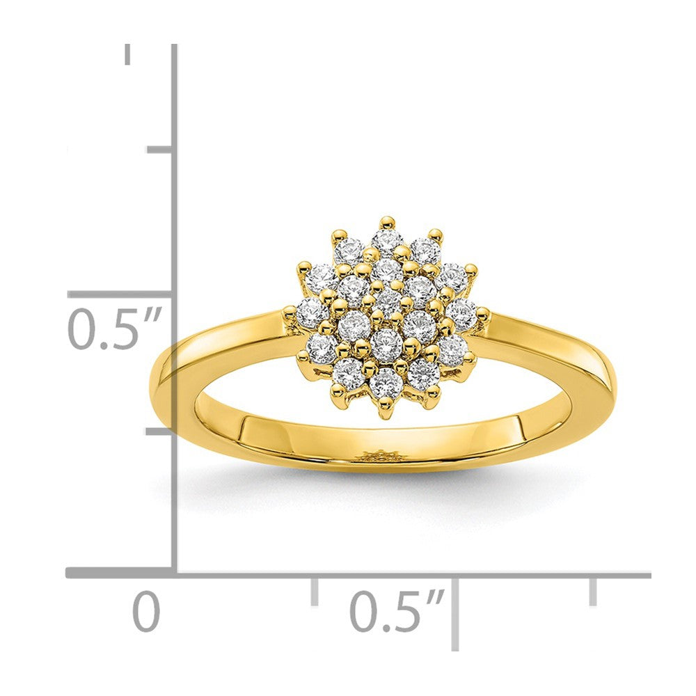 14K Gelbgold 0,25 ct. Laborgezüchteter Diamant VS/SI+ G+ Cluster-Ring komplett