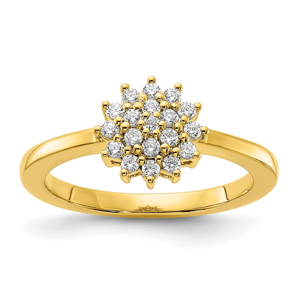 14K Gelbgold 0,25 ct. Laborgezüchteter Diamant VS/SI+ G+ Cluster-Ring komplett