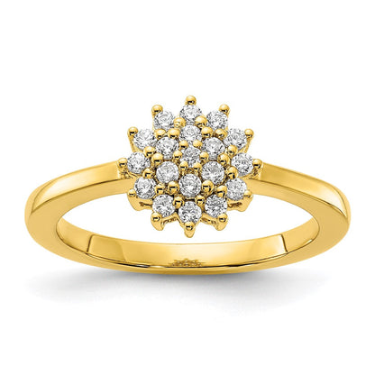 14K Gelbgold 0,25 ct. Laborgezüchteter Diamant VS/SI+ G+ Cluster-Ring komplett