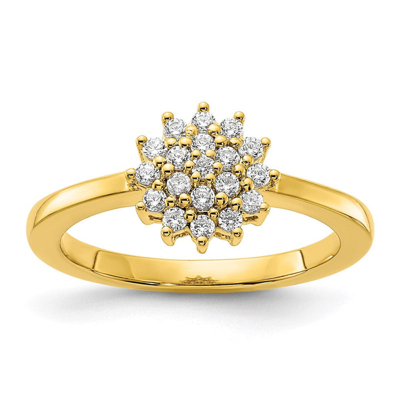 14K Gelbgold 0,25 ct. Laborgezüchteter Diamant VS/SI+ G+ Cluster-Ring komplett