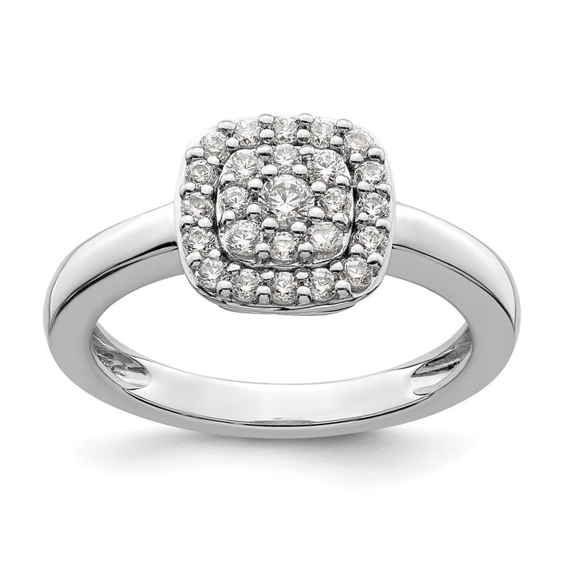 14K Weißgold 3/8 Karat Im Labor Gezüchtet Diamant Vs/si+ G+ Komplett Quadratisch Heiligenschein Ring (size 7 Nur)