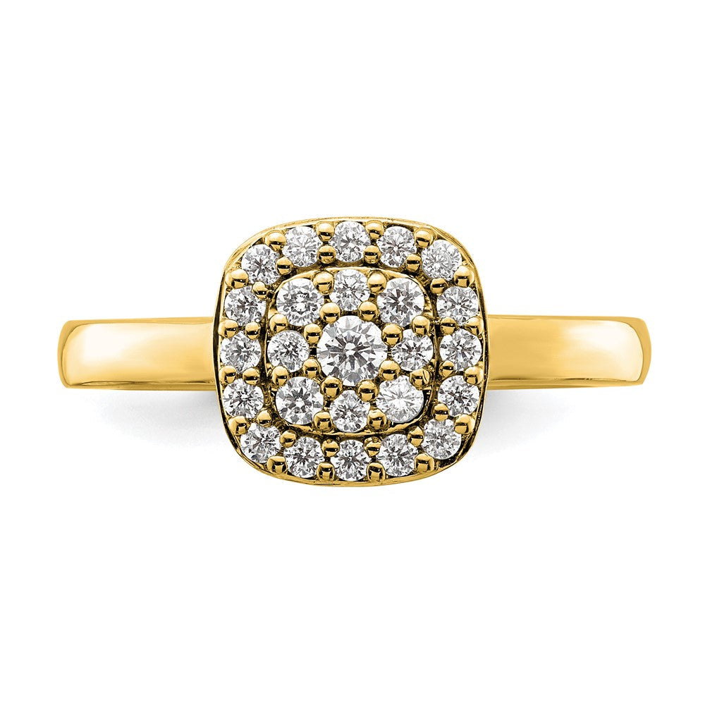 14K Gelbgold Ring mit quadratischem Halo, 0,375 ct. Labor gezüchteten Diamanten VS/SI+ G+