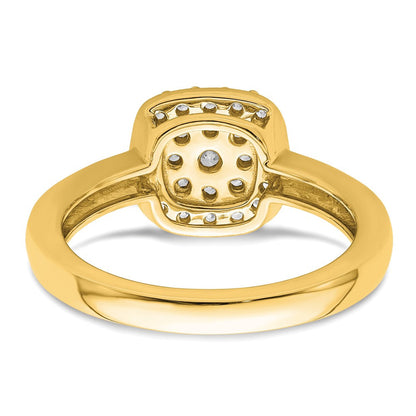 14K Gelbgold Ring mit quadratischem Halo, 0,375 ct. Labor gezüchteten Diamanten VS/SI+ G+