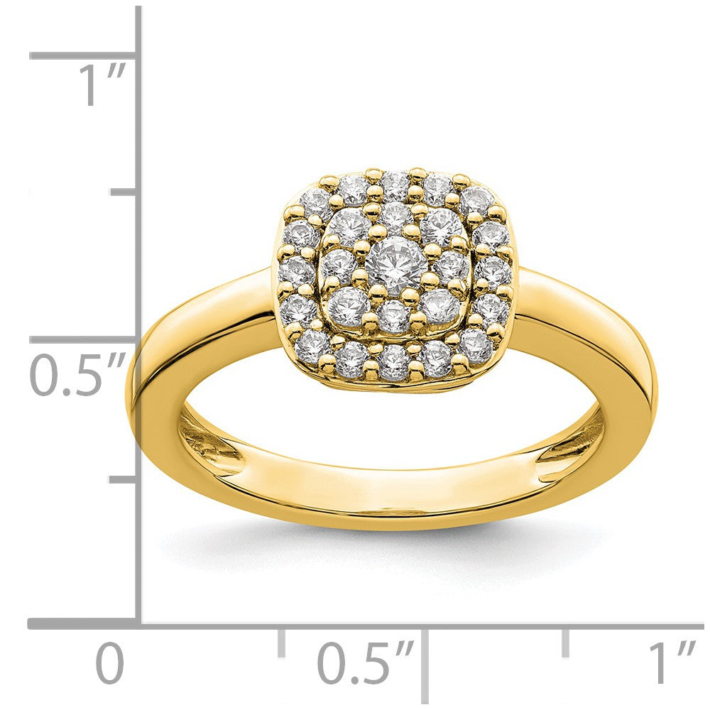 14K Gelbgold Ring mit quadratischem Halo, 0,375 ct. Labor gezüchteten Diamanten VS/SI+ G+