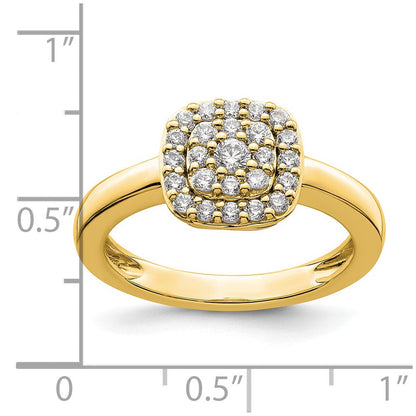 14K Gelbgold Ring mit quadratischem Halo, 0,375 ct. Labor gezüchteten Diamanten VS/SI+ G+
