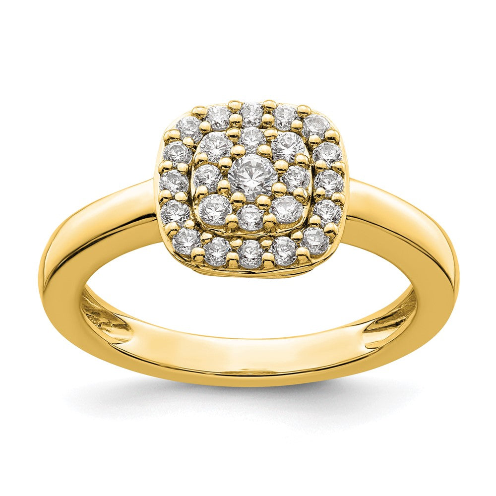14K Gelbgold Ring mit quadratischem Halo, 0,375 ct. Labor gezüchteten Diamanten VS/SI+ G+