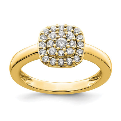 14K Gelbgold Ring mit quadratischem Halo, 0,375 ct. Labor gezüchteten Diamanten VS/SI+ G+