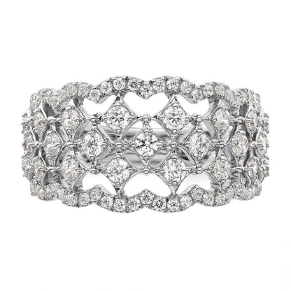 14K Weißgold Fashion-Ring mit 1 ct. Labor-gezüchteten Diamanten, VS/SI+ G+