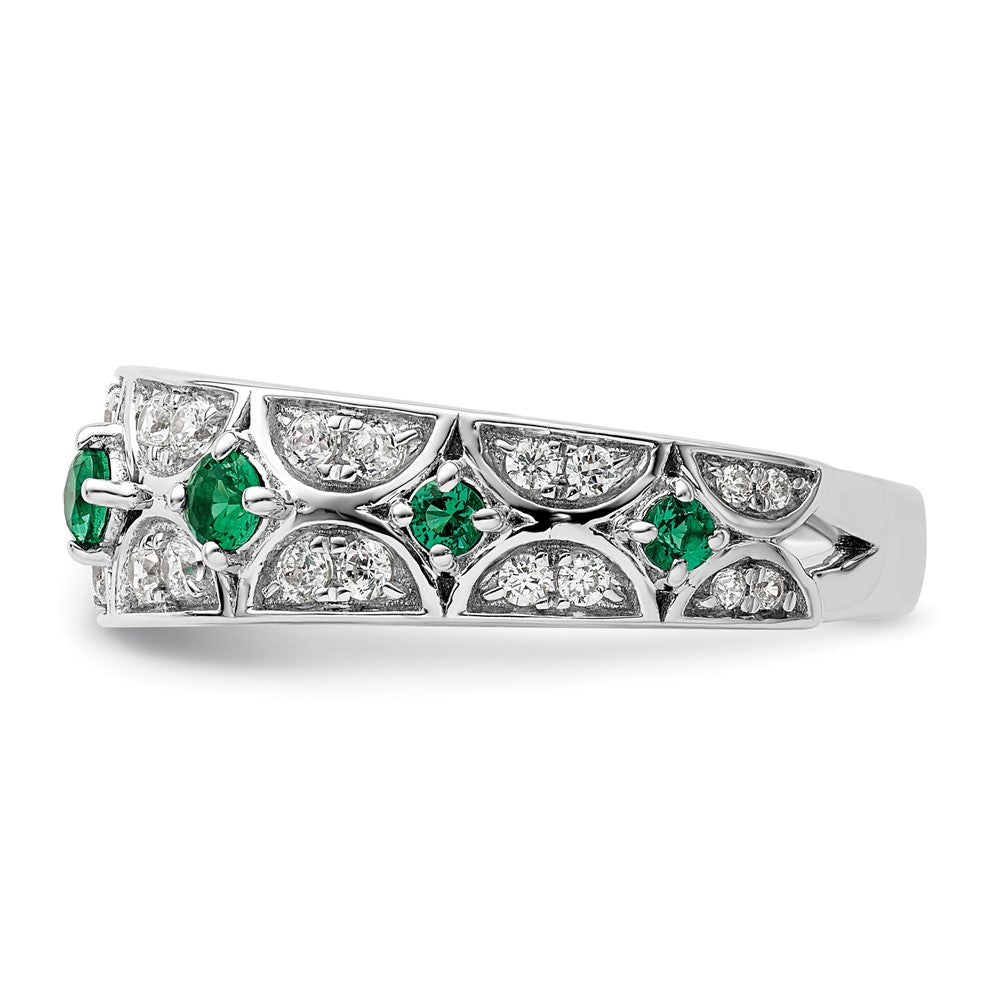 14K Weißgold Ring mit 0,5 ct. Labor-Diamant VS/SI+ G+ und Labor-Smaragd
