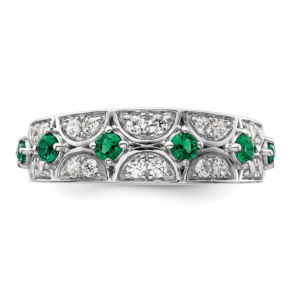 14K Weißgold Ring mit 0,5 ct. Labor-Diamant VS/SI+ G+ und Labor-Smaragd