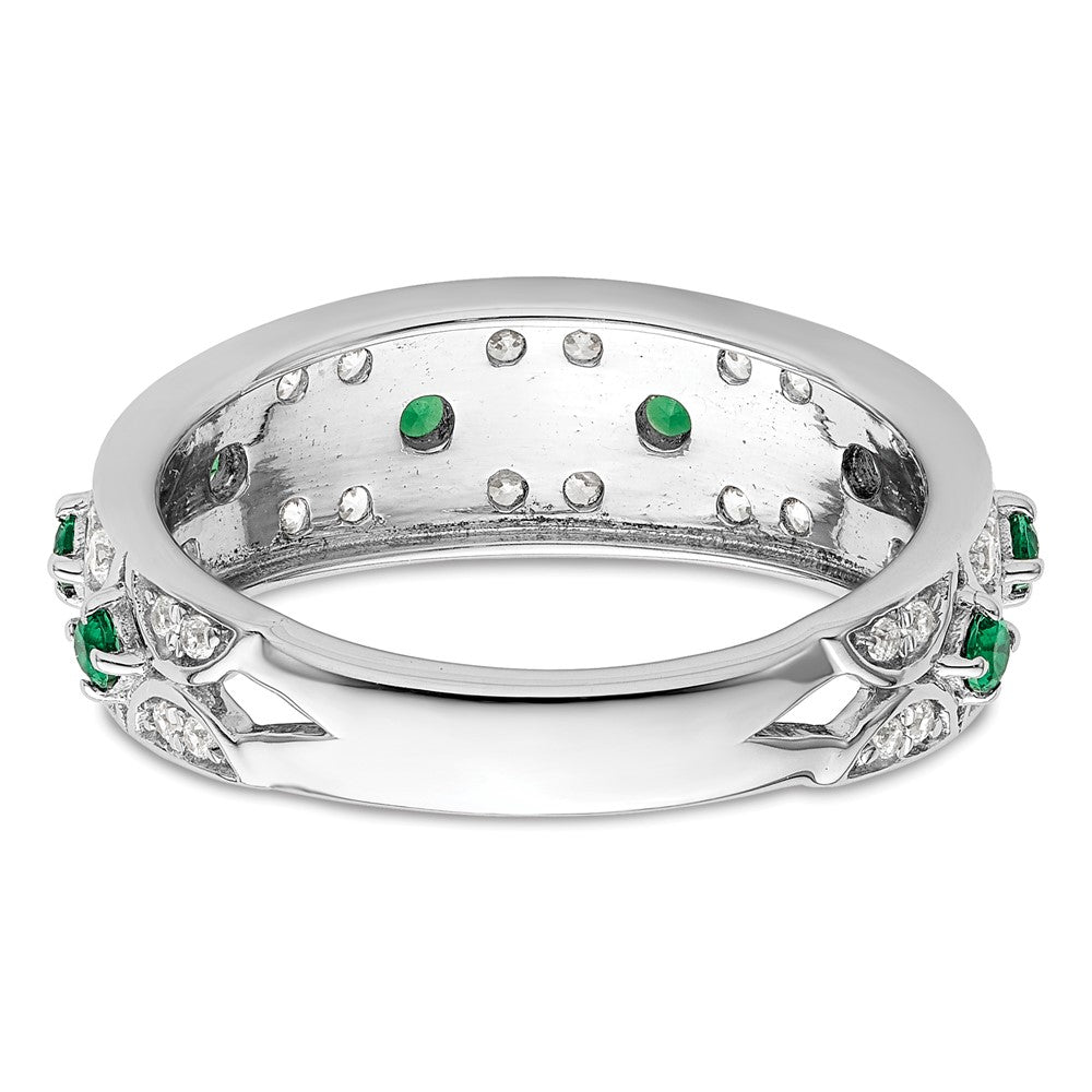 14K Weißgold Ring mit 0,5 ct. Labor-Diamant VS/SI+ G+ und Labor-Smaragd