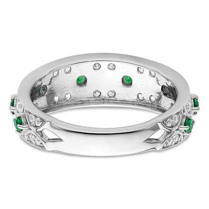 14K Weißgold Ring mit 0,5 ct. Labor-Diamant VS/SI+ G+ und Labor-Smaragd