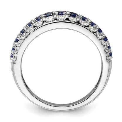 14K Weißgold Ring mit 0,875 ct. im Labor gezüchteten Diamanten VS/SI+ G+ und im Labor gezüchtetem blauen Saphir