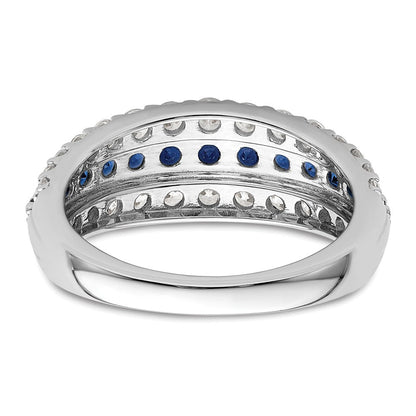14K Weißgold Ring mit 0,875 ct. im Labor gezüchteten Diamanten VS/SI+ G+ und im Labor gezüchtetem blauen Saphir