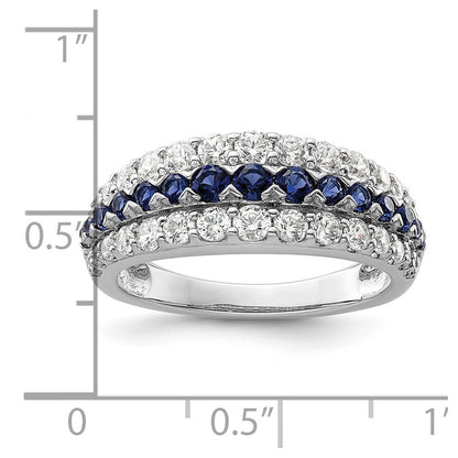 14K Weißgold Ring mit 0,875 ct. im Labor gezüchteten Diamanten VS/SI+ G+ und im Labor gezüchtetem blauen Saphir