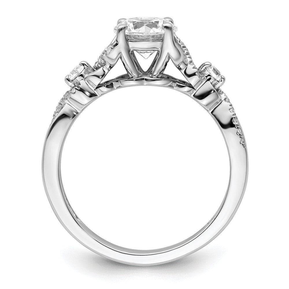 14K Weißgold Verlobungsring mit 0,16 ct. Laborgezüchteten Diamanten VS/SI+ G+, 1 ct. rundem Mittelstein, Bypass-Fassung