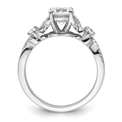 14K Weißgold Verlobungsring mit 0,16 ct. Laborgezüchteten Diamanten VS/SI+ G+, 1 ct. rundem Mittelstein, Bypass-Fassung