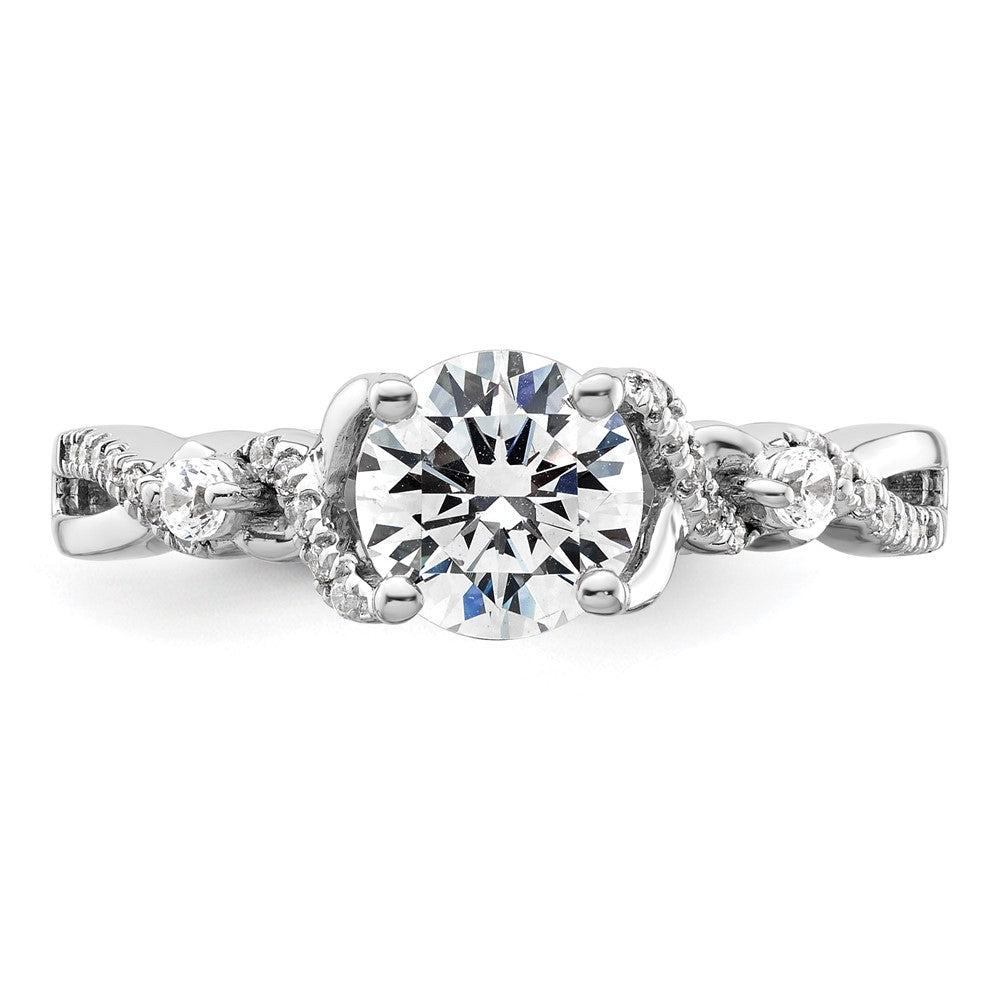14K Weißgold Verlobungsring mit 0,16 ct. Laborgezüchteten Diamanten VS/SI+ G+, 1 ct. rundem Mittelstein, Bypass-Fassung