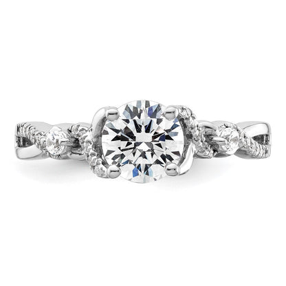 14K Weißgold Verlobungsring mit 0,16 ct. Laborgezüchteten Diamanten VS/SI+ G+, 1 ct. rundem Mittelstein, Bypass-Fassung
