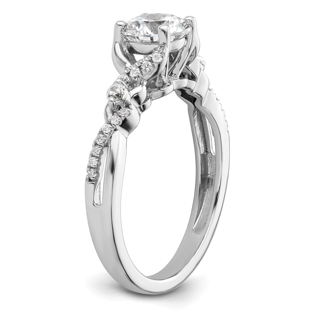 14K Weißgold Verlobungsring mit 0,16 ct. Laborgezüchteten Diamanten VS/SI+ G+, 1 ct. rundem Mittelstein, Bypass-Fassung
