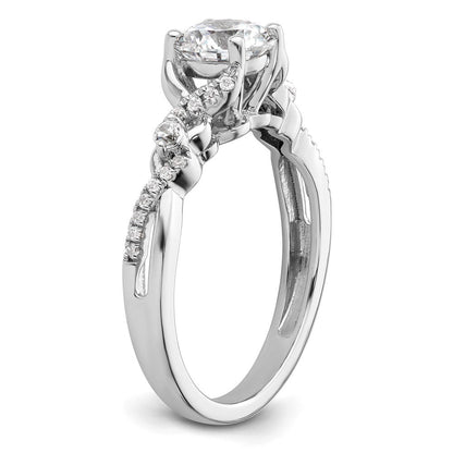 14K Weißgold Verlobungsring mit 0,16 ct. Laborgezüchteten Diamanten VS/SI+ G+, 1 ct. rundem Mittelstein, Bypass-Fassung