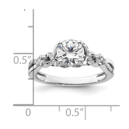 14K Weißgold Verlobungsring mit 0,16 ct. Laborgezüchteten Diamanten VS/SI+ G+, 1 ct. rundem Mittelstein, Bypass-Fassung