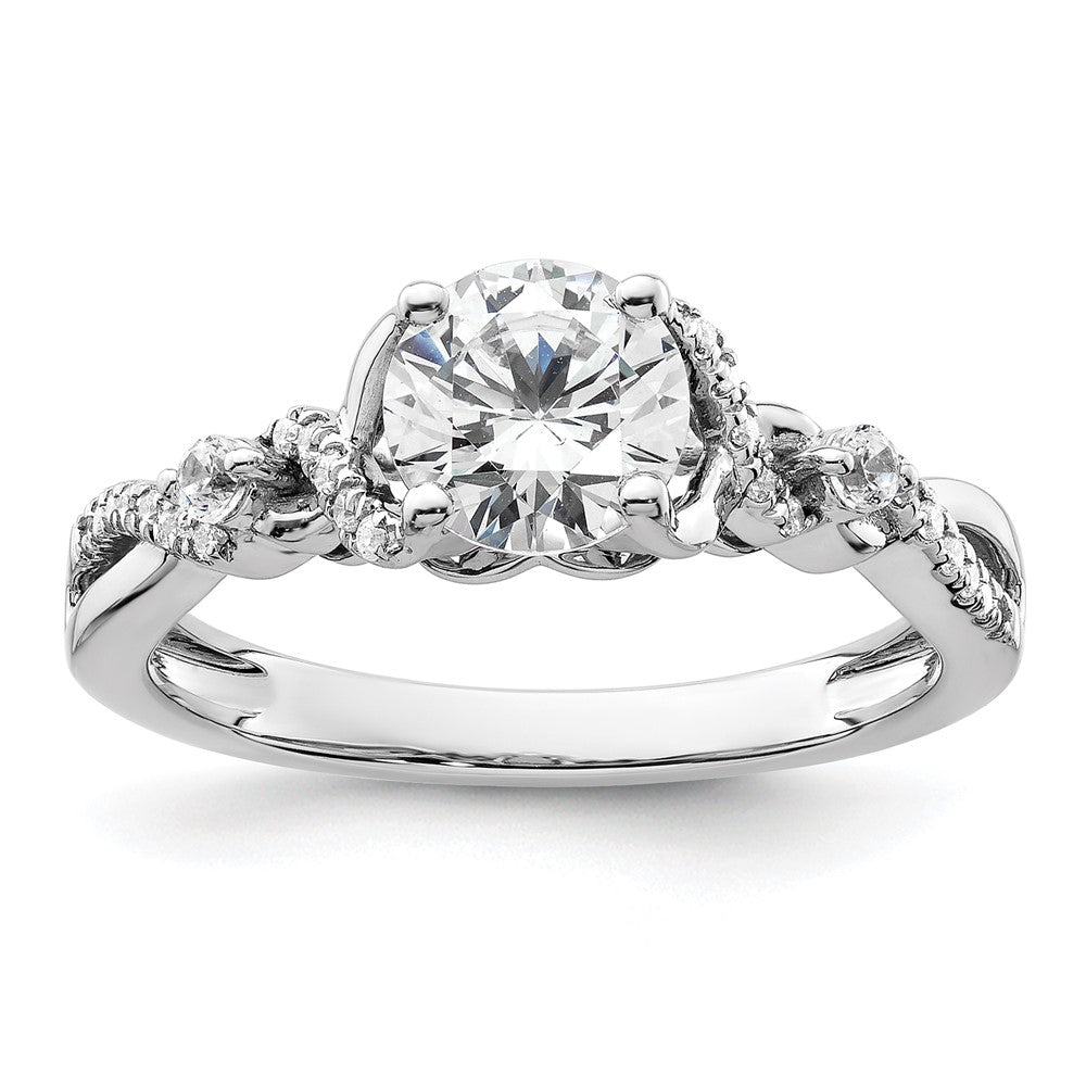 14K Weißgold Verlobungsring mit 0,16 ct. Laborgezüchteten Diamanten VS/SI+ G+, 1 ct. rundem Mittelstein, Bypass-Fassung