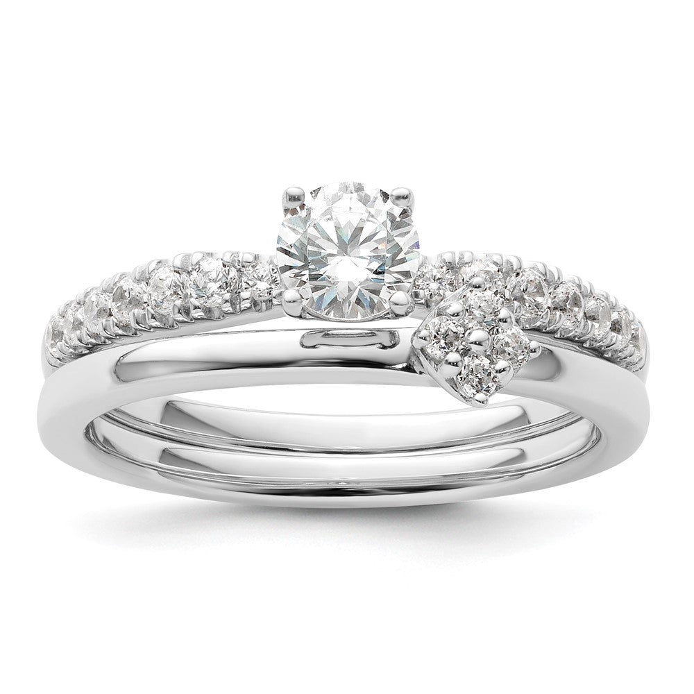 14K Weißgold Verlobungsring mit im Labor gezüchteten Diamanten „Zwei Versprechen“, VS/SI FGH