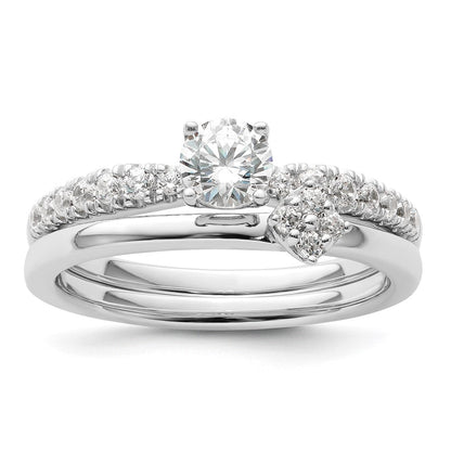 14K Weißgold Verlobungsring mit im Labor gezüchteten Diamanten „Zwei Versprechen“, VS/SI FGH