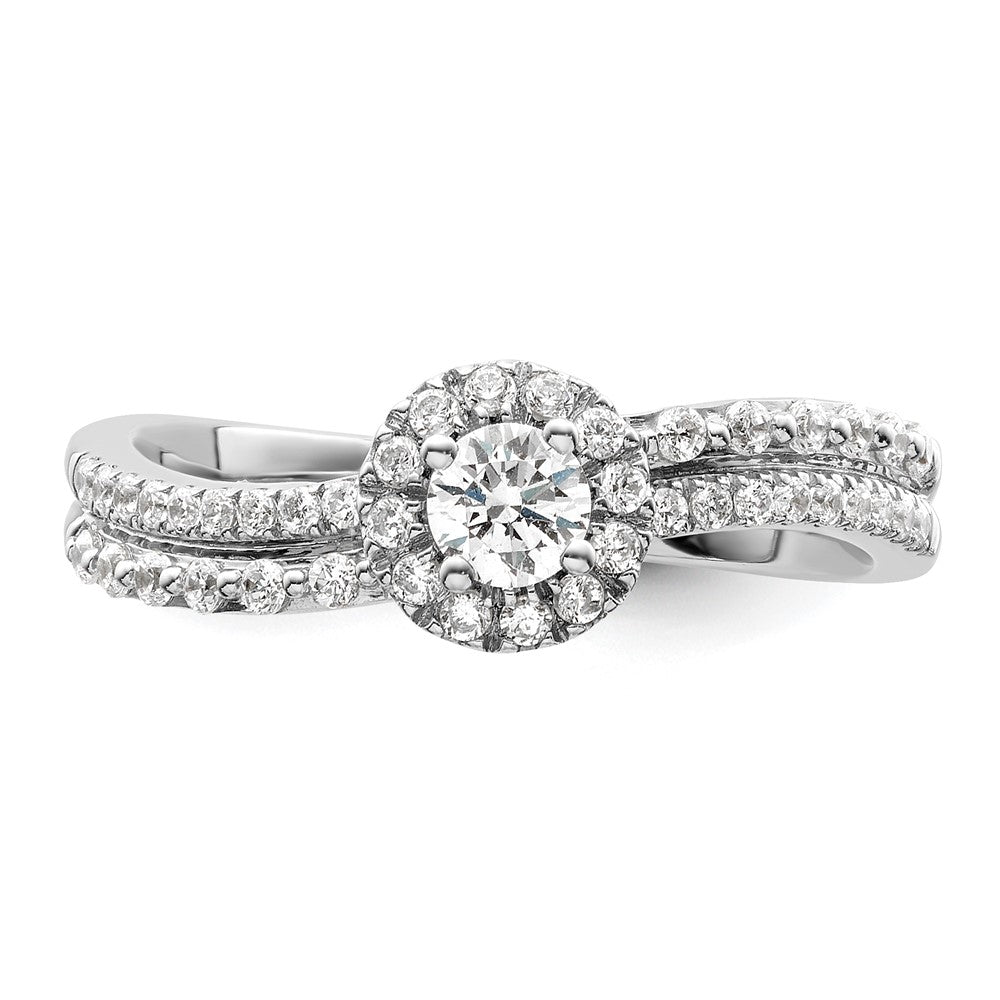 Two Promises 14K Weißgold Verlobungsring mit 0,5 ct. im Labor gezüchteten Diamanten VS/SI+ G+ in Halo-Fassung