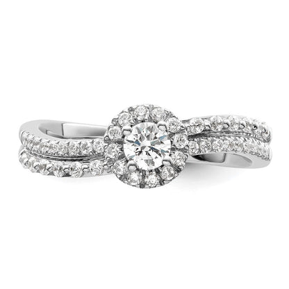 Two Promises 14K Weißgold Verlobungsring mit 0,5 ct. im Labor gezüchteten Diamanten VS/SI+ G+ in Halo-Fassung