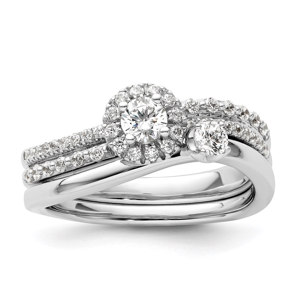 Two Promises 14K Weißgold Verlobungsring mit 0,5 ct. im Labor gezüchteten Diamanten VS/SI+ G+ in Halo-Fassung