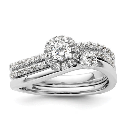 Two Promises 14K Weißgold Verlobungsring mit 0,5 ct. im Labor gezüchteten Diamanten VS/SI+ G+ in Halo-Fassung