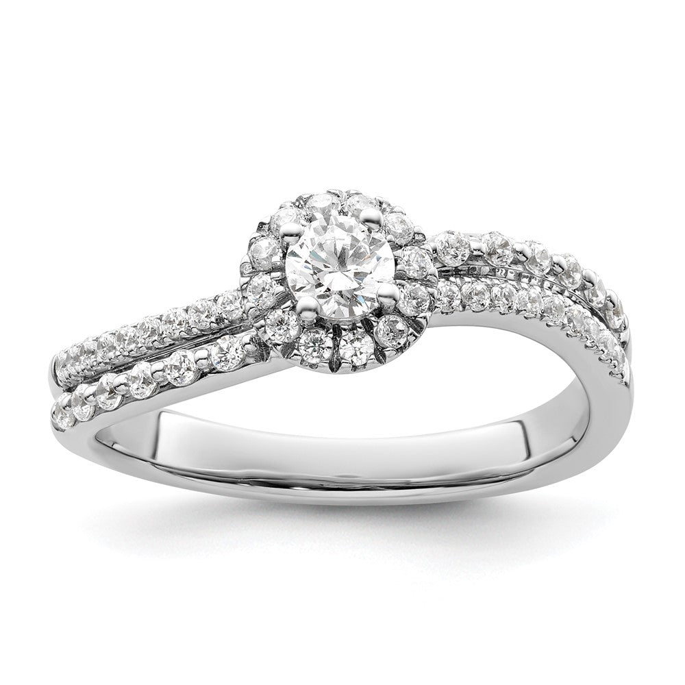 Two Promises 14K Weißgold Verlobungsring mit 0,5 ct. im Labor gezüchteten Diamanten VS/SI+ G+ in Halo-Fassung