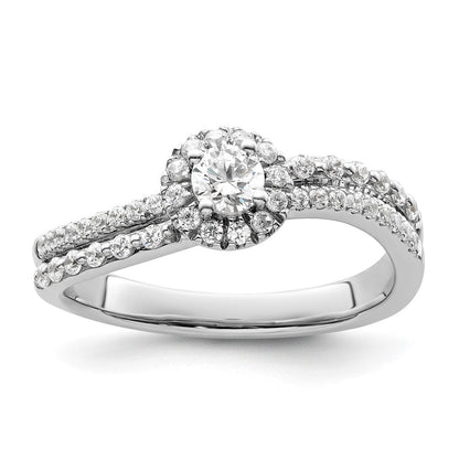 Two Promises 14K Weißgold Verlobungsring mit 0,5 ct. im Labor gezüchteten Diamanten VS/SI+ G+ in Halo-Fassung