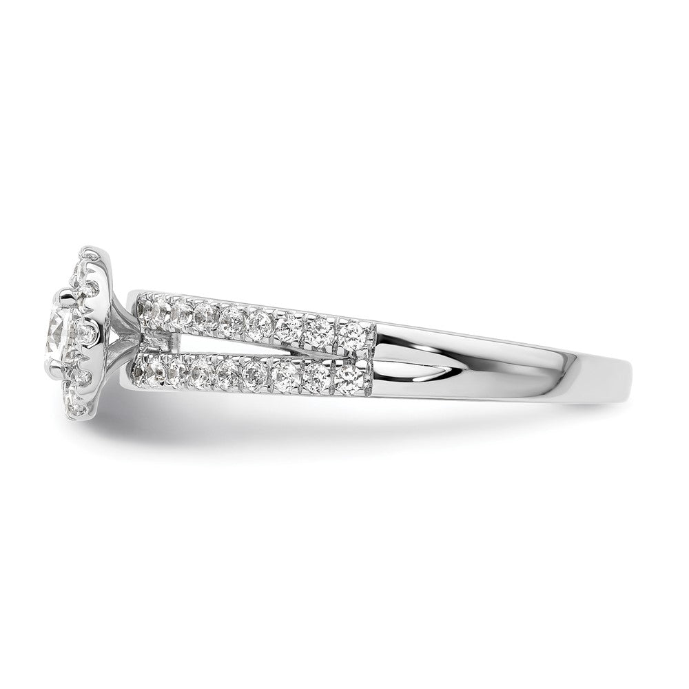 14K Weißgold Verlobungsring mit Halo, Labor-Diamanten VS/SI FGH, Two Promises