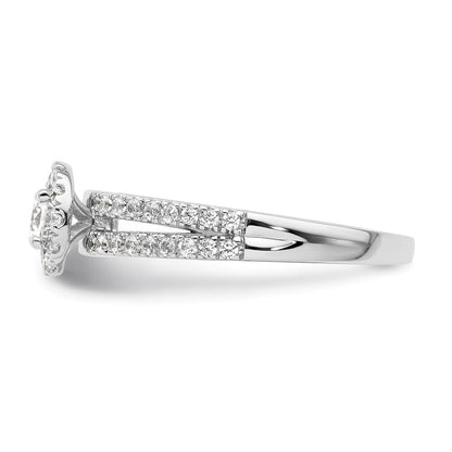 14K Weißgold Verlobungsring mit Halo, Labor-Diamanten VS/SI FGH, Two Promises