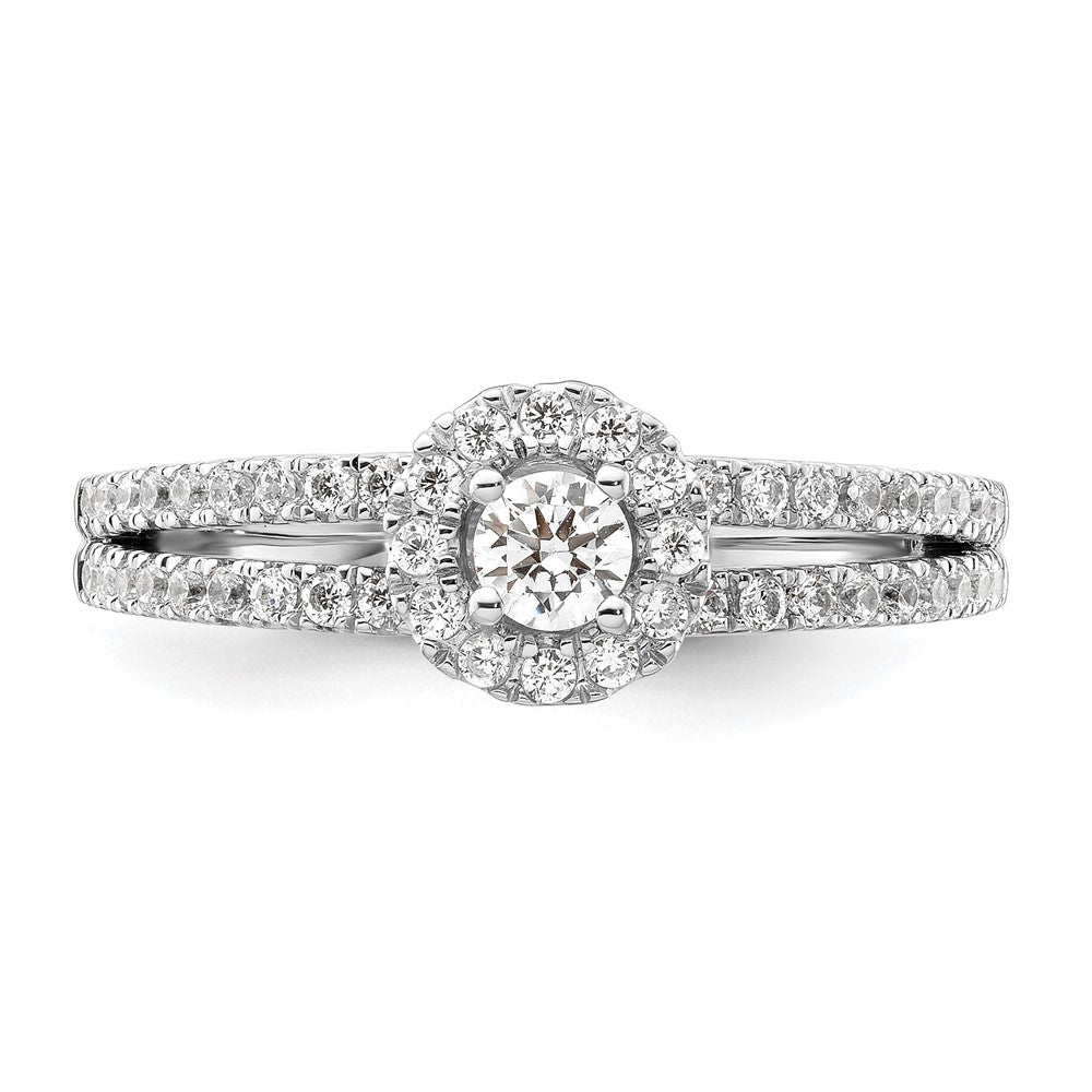 14K Weißgold Verlobungsring mit Halo, Labor-Diamanten VS/SI FGH, Two Promises