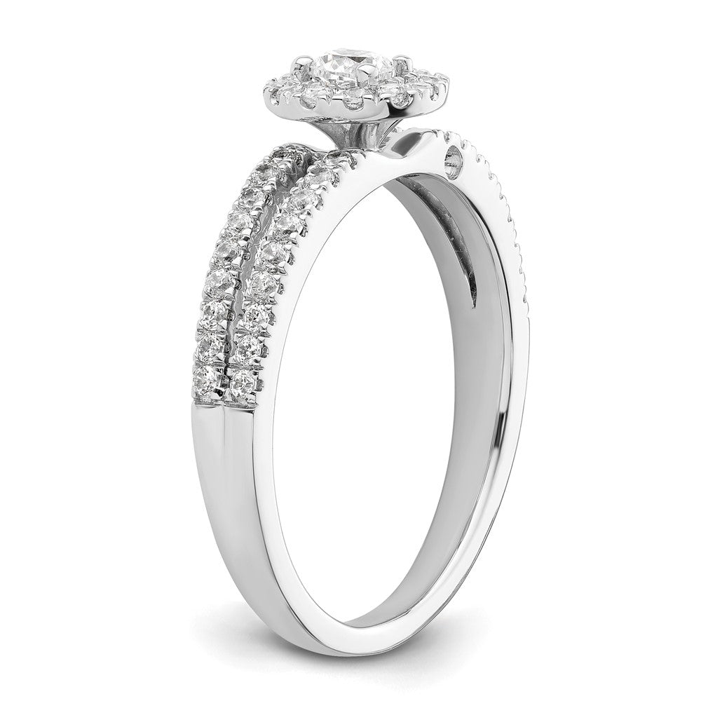 14K Weißgold Verlobungsring mit Halo, Labor-Diamanten VS/SI FGH, Two Promises