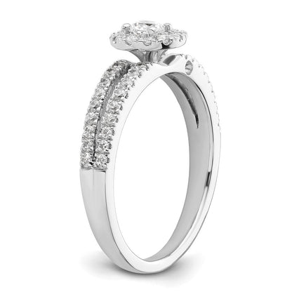 14K Weißgold Verlobungsring mit Halo, Labor-Diamanten VS/SI FGH, Two Promises