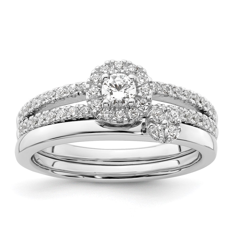 14K Weißgold Verlobungsring mit Halo, Labor-Diamanten VS/SI FGH, Two Promises