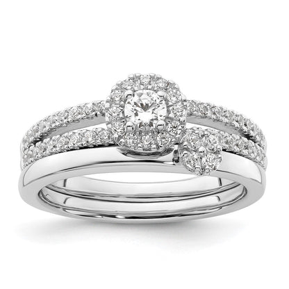 14K Weißgold Verlobungsring mit Halo, Labor-Diamanten VS/SI FGH, Two Promises
