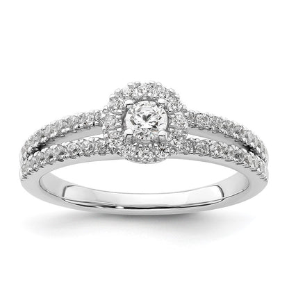 14K Weißgold Verlobungsring mit Halo, Labor-Diamanten VS/SI FGH, Two Promises