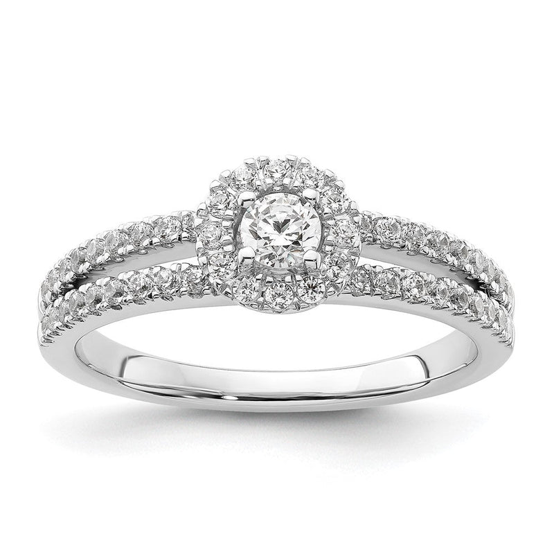 14K Weißgold Verlobungsring mit Halo, Labor-Diamanten VS/SI FGH, Two Promises