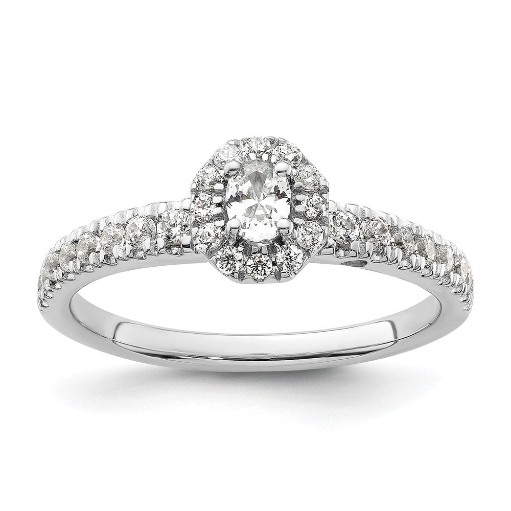 Two Promises 14k Weißgold 0,62 ct. Lab Grown Diamant VS/SI+ G+ Petite Halo Verlobungsring