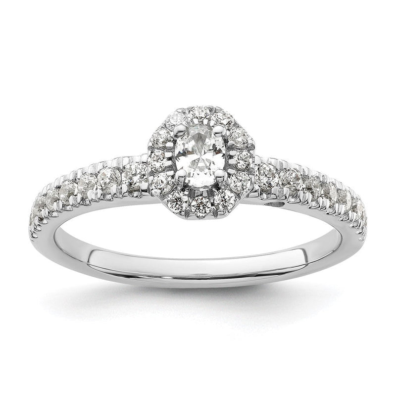 Two Promises 14k Weißgold 0,62 ct. Lab Grown Diamant VS/SI+ G+ Petite Halo Verlobungsring