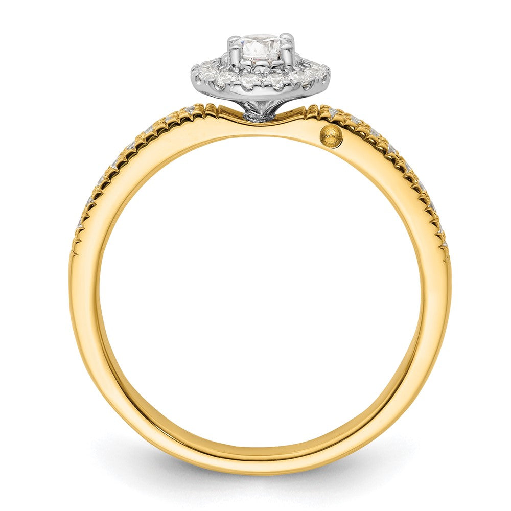 14K Bicolor Verlobungsring mit Halo und zwei im Labor gezüchteten Diamanten, VS/SI+ G+