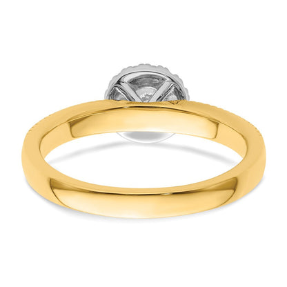 14K Bicolor Verlobungsring mit Halo und zwei im Labor gezüchteten Diamanten, VS/SI+ G+