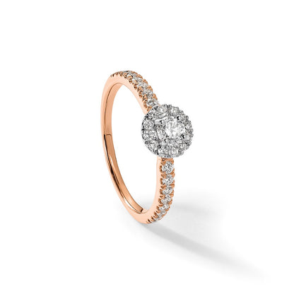 14K Bicolor "Two Promises" Petite-Halo-Verlobungsring mit 0,625 ct. im Labor gezüchteten Diamanten, VS/SI+ G+